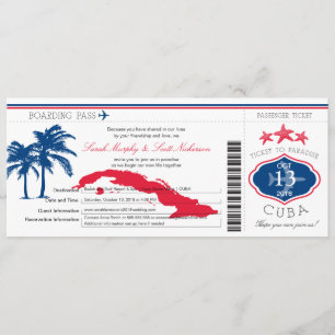Cuba Boarding Pass Wedding Einladung