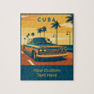 Cuba Car Illustration für benutzerdefinierten Text Puzzle