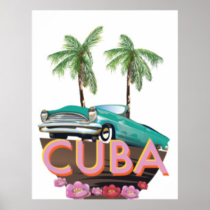 Cuba Classic Car Logo Poster