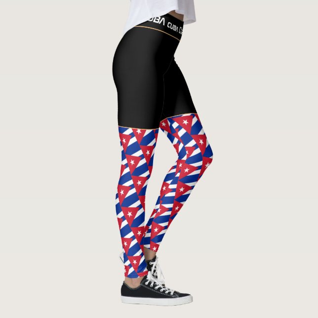 Cuba & Cuban Flag Fashion, Reise-/Sportfan Leggings (Rechts)