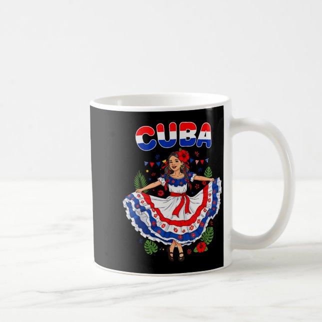 Cuba Cuban Girl Traditional Dress Trocal Flowers  Kaffeetasse (Rechts)