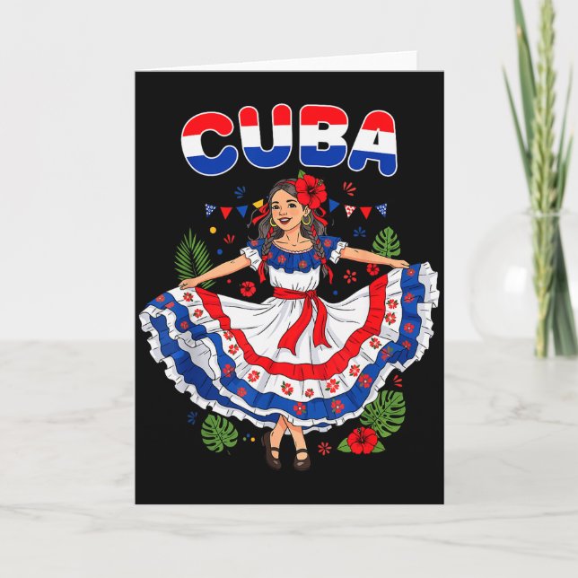Cuba Cuban Girl Traditional Dress Trocal Flowers  Karte (Vorderseite)