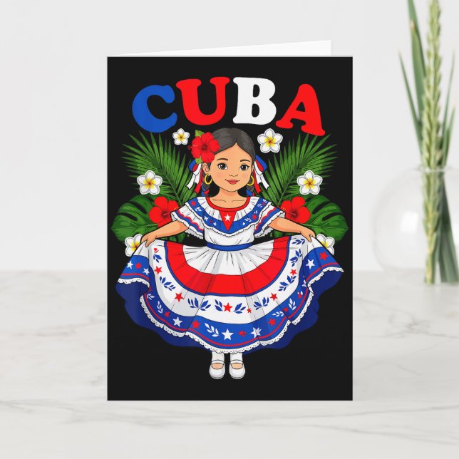 Cuba Cuban Girl Traditional Dress Trocal Flowers  Karte (Vorderseite)