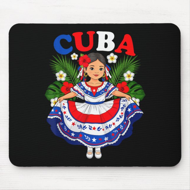 Cuba Cuban Girl Traditional Dress Trocal Flowers  Mousepad (Vorne)