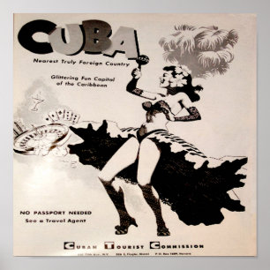 Cuba Dancing Lady Black & White 1958 12x12 Poster