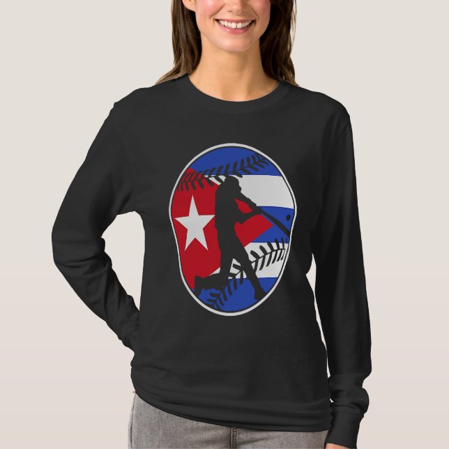 Cuba Flag Baseball Hitter Cuban Flag T-Shirt (Vorderseite)