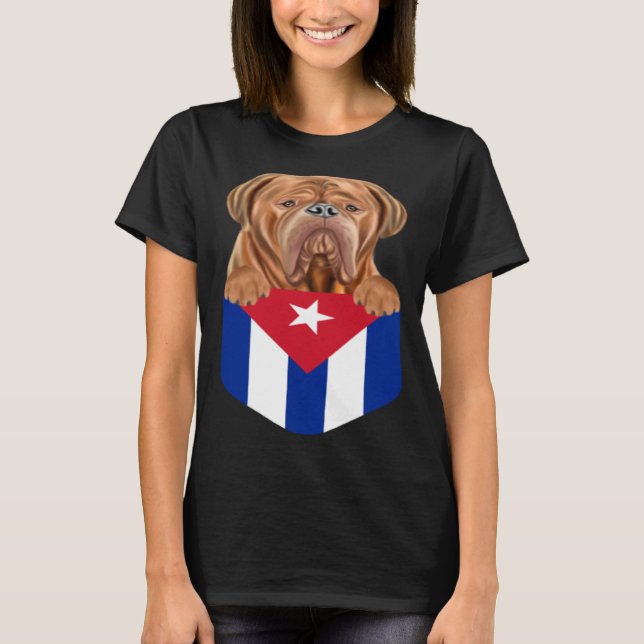 Cuba Flag Dogues de Bordeaux Dog In Pocket T-Shirt (Vorderseite)