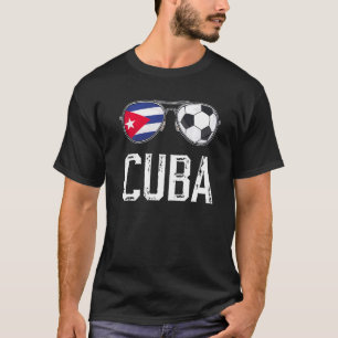 Cuba Flag & Football Sunglass Kubanischer Fan T-Shirt
