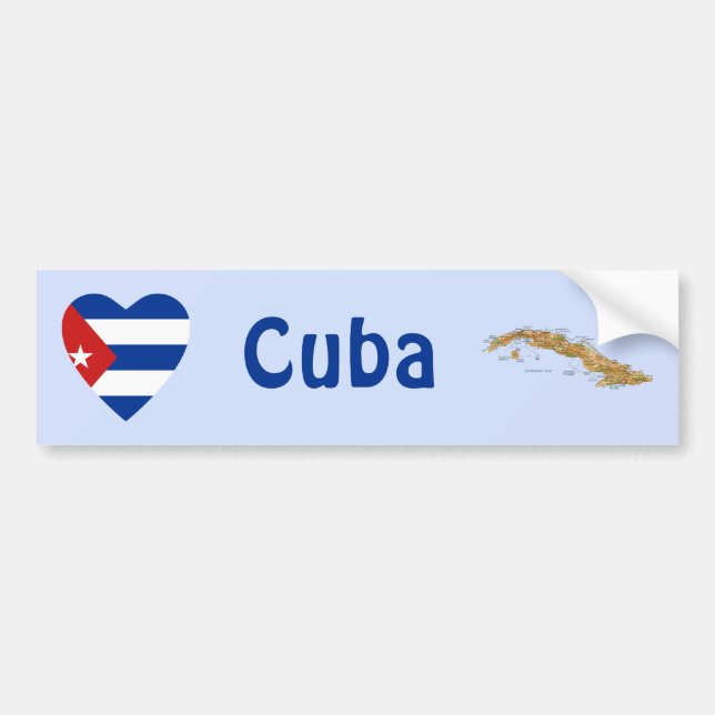 Cuba Flag Herz + Karte Autoaufkleber (Vorne)