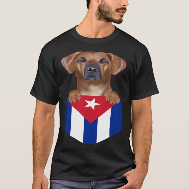 Cuba Flag Rhodesian Ridgeback Dog In Pocket T-Shirt (Vorderseite)
