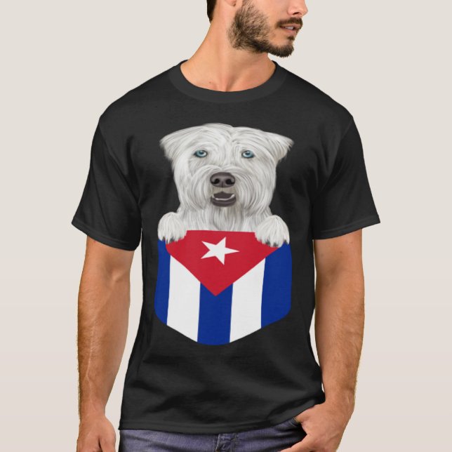 Cuba Flag Soft Coated Wheaten Terrier Dog In Pocke T-Shirt (Vorderseite)