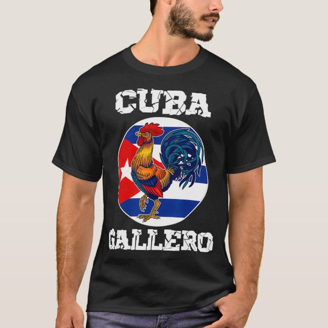 Cuba Gallero Cuban Flag Rooster Cockfighting  T-Shirt (Vorderseite)