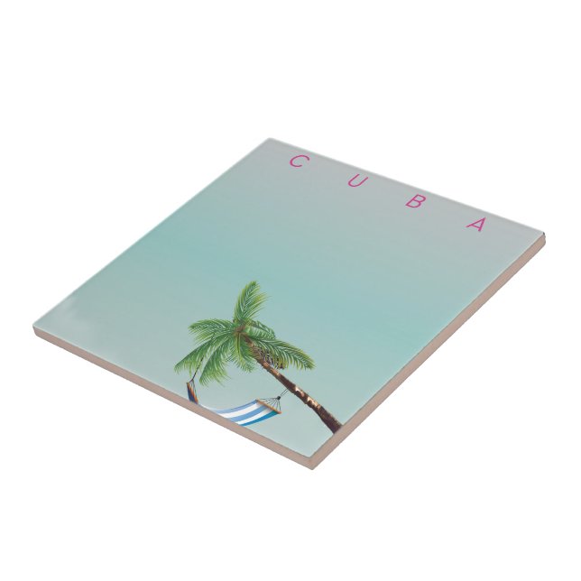 Cuba Hammock Vintager Urlaubstext. Fliese (Seite)