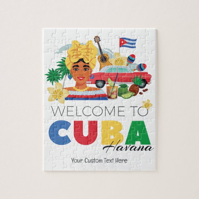 Cuba Havana Benutzerdefinierter Text Puzzle (Vertikal)