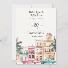 Cuba Havana Watercolor Einladung zur Hochzeit