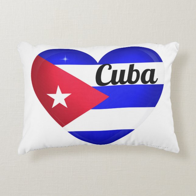 Cuba Heart Flag Dekokissen (Vorderseite)