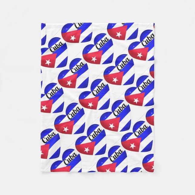 Cuba Heart Flag Fleecedecke (Vorderseite)
