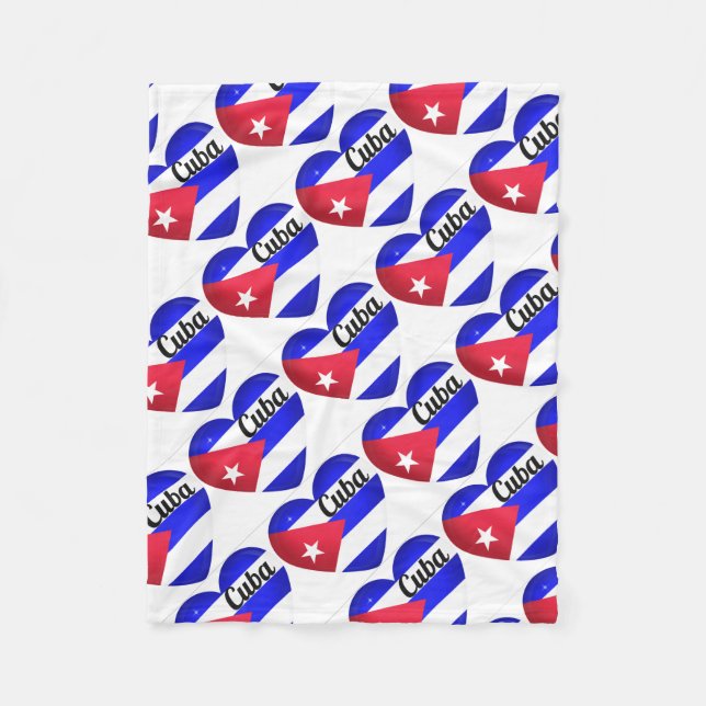 Cuba Heart Flag Fleecedecke (Vorderseite)