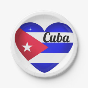 Cuba Heart Flag Pappteller