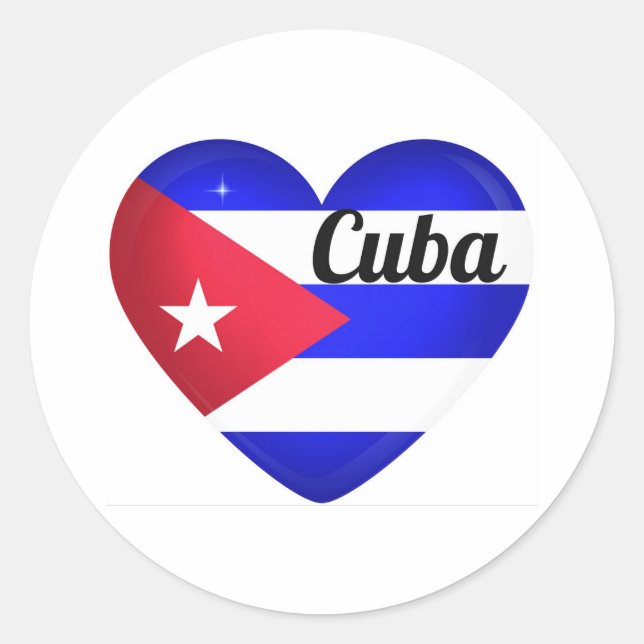 Cuba Heart Flag Runder Aufkleber (Vorderseite)