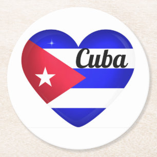Cuba Heart Flag Runder Pappuntersetzer