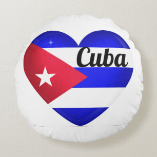 Cuba Heart Flag Rundes Kissen