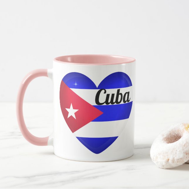 Cuba Heart Flag Tasse (Mit Donut)