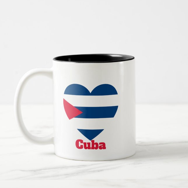 Cuba Heart Flag Zweifarbige Tasse (Links)