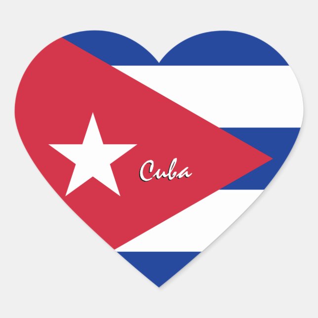 Cuba Heart Sticker, Patriotische kubanische Flagge Herz-Aufkleber (Vorderseite)