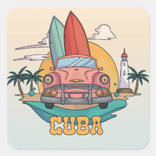 Cuba Illustration Quadratischer Aufkleber