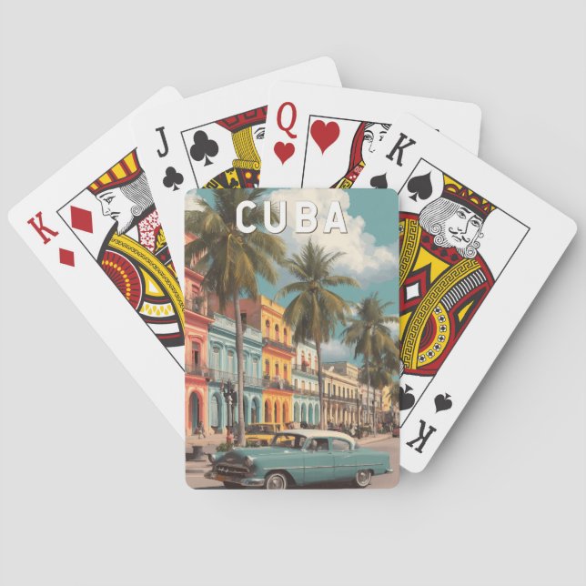 Cuba Illustration Travel Art Vintage Spielkarten (Rückseite)