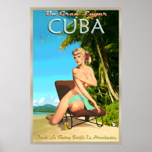 Cuba Insel Strand Retro Reiseplakat Pin U Poster