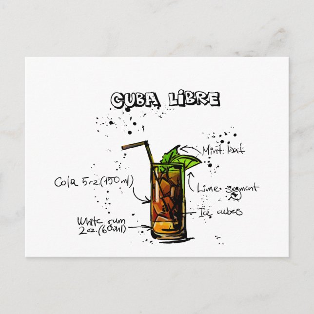 Cuba Libre Cocktail Postkarte (Vorderseite)