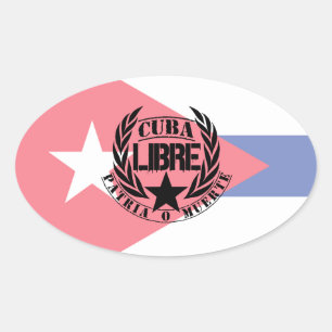 Cuba Libre Motto Laurels Ovaler Aufkleber