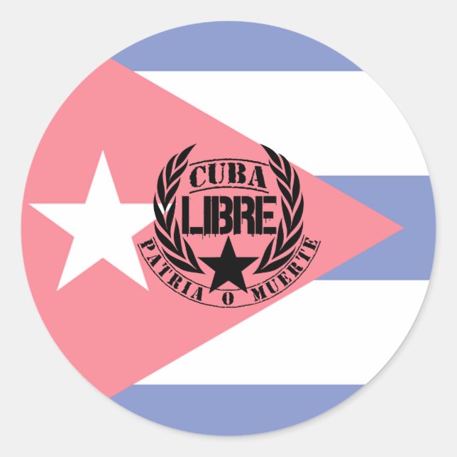 Cuba Libre Motto Laurels Runder Aufkleber (Vorderseite)