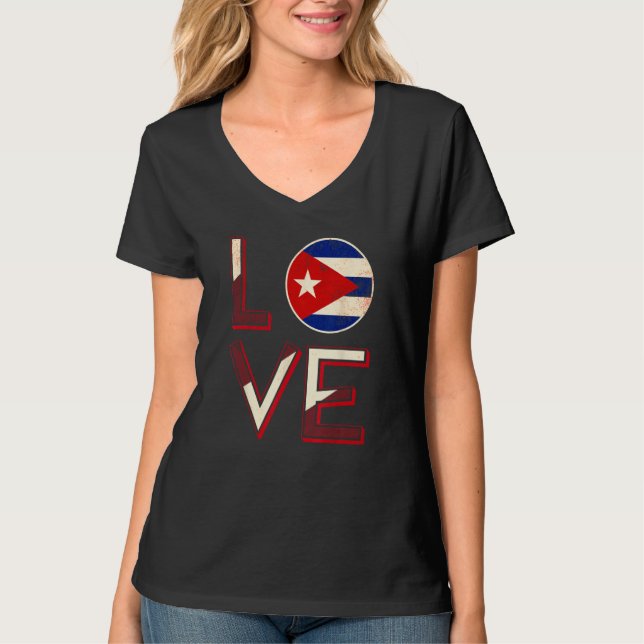 Cuba Love Cuban Flag Havana T-Shirt (Vorderseite)