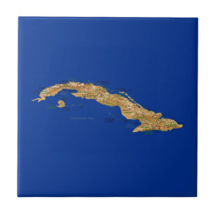 Cuba Map Tile Fliese