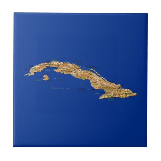 Cuba Map Tile Fliese (Vorderseite)