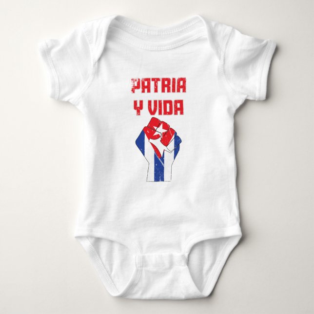 Cuba Patria Y Vida Cuban Flag Baby Anzug Baby Strampler (Vorderseite)