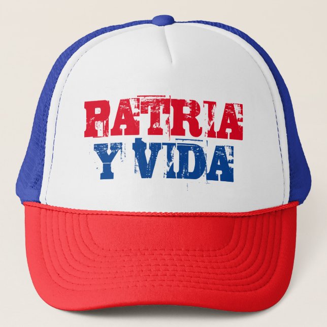 Cuba Patria y vida SOS Kuba Rot Blau Truckerkappe (Vorderseite)