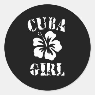 Cuba Pink Girl Runder Aufkleber