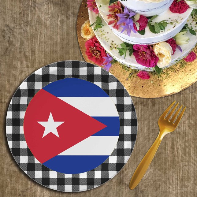 Cuba Plate, Büffel kariert & kubanische Flagge Pappteller (Von Creator hochgeladen)