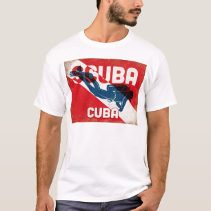 Cuba Scuba Diver - Blue Retro T-Shirt