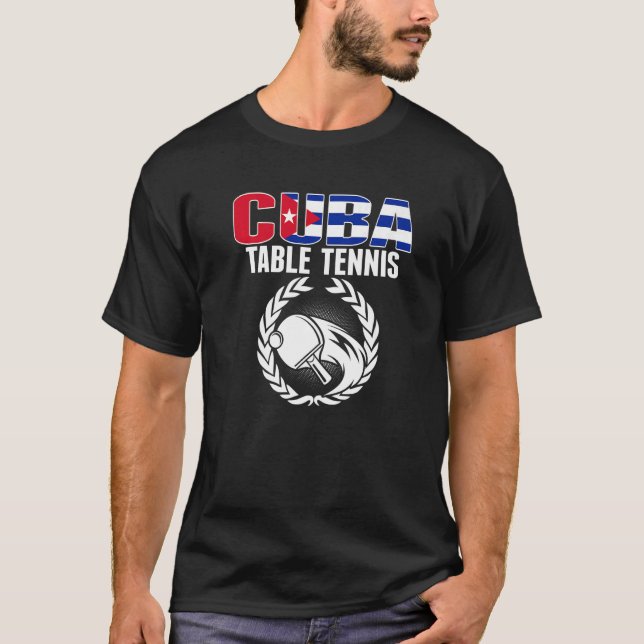 Cuba Table Tennis Cuban Ping Pong Supporter Spor T-Shirt (Vorderseite)