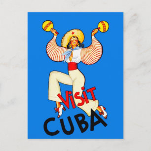 Cuba Travel Poster Maracas Postkarte