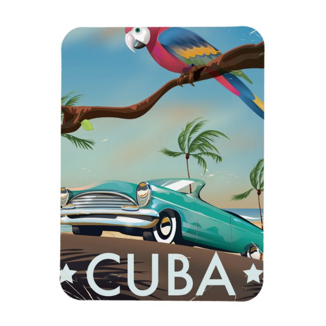 Cuba Vintag Retro Travel Print Magnet (Vertikal)