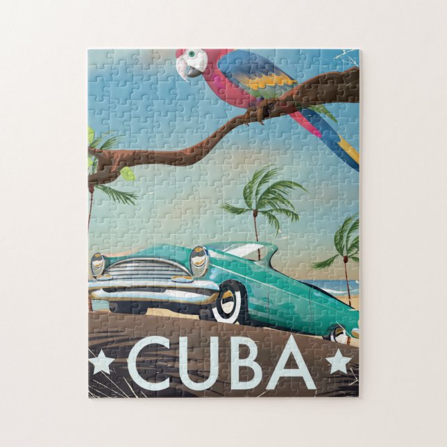 Cuba Vintag Retro Travel Print Puzzle (Vertikal)