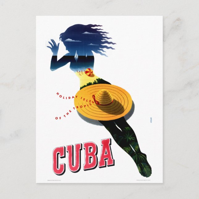Cuba Vintage Travel Poster wiederbelebt Postkarte (Vorderseite)