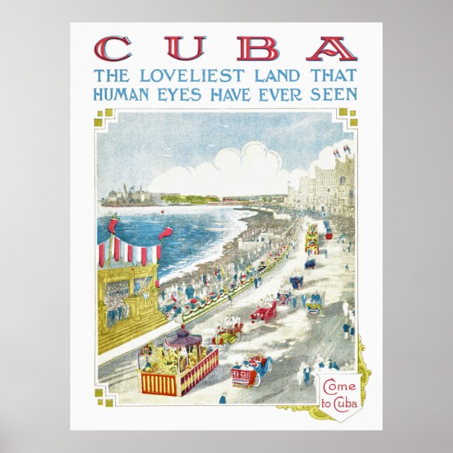 Cuba Vintage Travel Poster wiederhergestellt (Vorne)