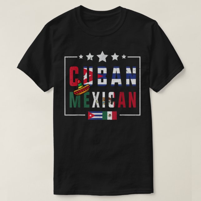 Cuban and Mexican Flag shirt Half Cuban Half Mexic (Design vorne)